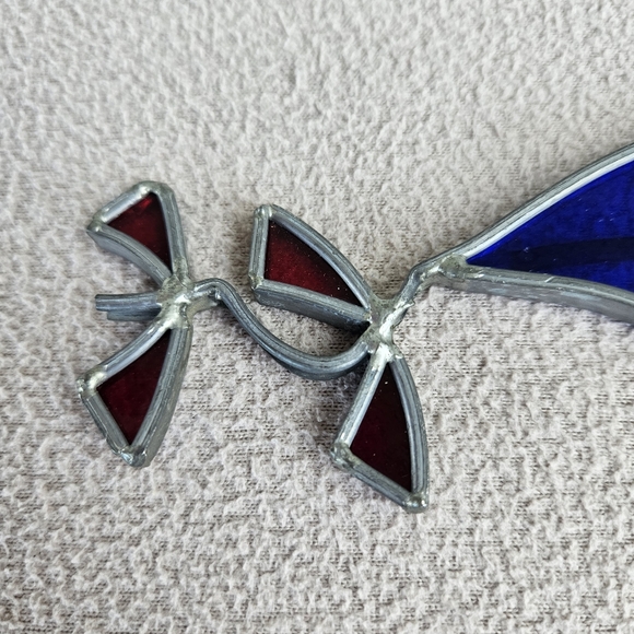 VTG Stained Glass Blue Kite Suncatcher Hanging Metal 6" Handcrafted - Picture 8 of 10